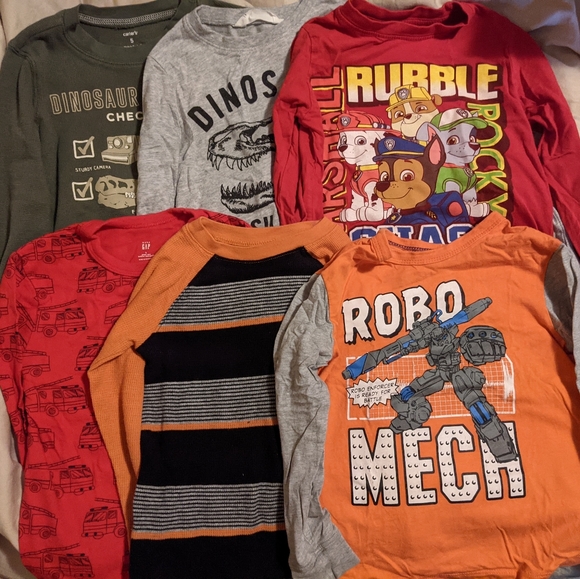 Lot of 8 long sleeve t-shirts boys 5T - Picture 1 of 2
